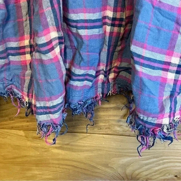WOMEN'S PRE-WORN Medium‎ MUMU BLUE ELASTIC WAIST Flare and fringe bottom flannel - Picture 3 of 9